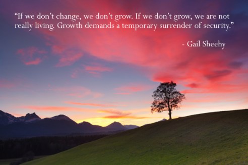If we don't change, we don't grow. If we don't grow, we are not really living. Growth demands a temporary surrender of security